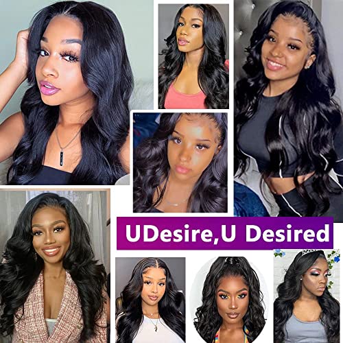 13 x 4 Lace Frontal Closure Body Wave Frontal 13 x 4 HD Transparent Lace Frontals With Bangs Baby Hair 100% Remy Human Hair 150% Density Natural Color(10 Inch)