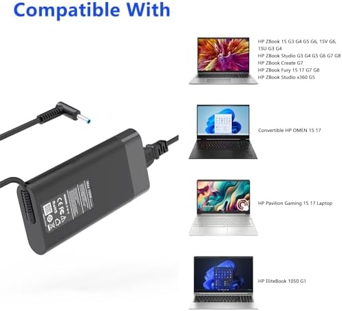 150W Laptop Charger for HP Zbook Charger Zbook Fury 16 G11 Zbook 15 16 17 15u 15v G3 G4 G5 G6 G7 G8 G9 ZBook Studio G3 G4 G5 G6 G7 G8 OMEN Pavilion Victus Gaming Power Supply