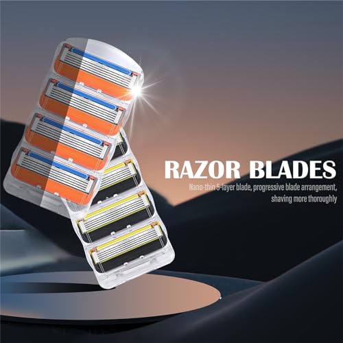12pcs Razor Blade Shaving Razor Blade Refills for Fusion 5, Orange New Version