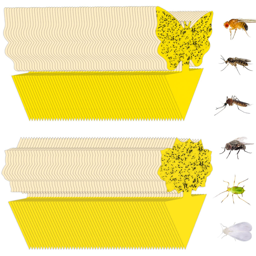 120 Pack Yellow Sticky Traps for Gnats, Fungus Gnat Sticky Trap Fruit Fly Traps Plant Flies Killer, House Plant Fungus Gnat Killer Outdoor Bug Gnat Sticky Traps Indoor