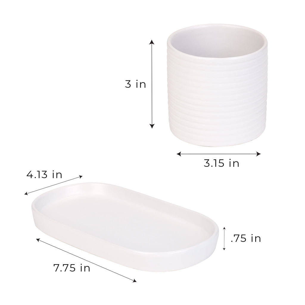 Brush & Soap Dispenser Set – Ceramic Tray & Cup