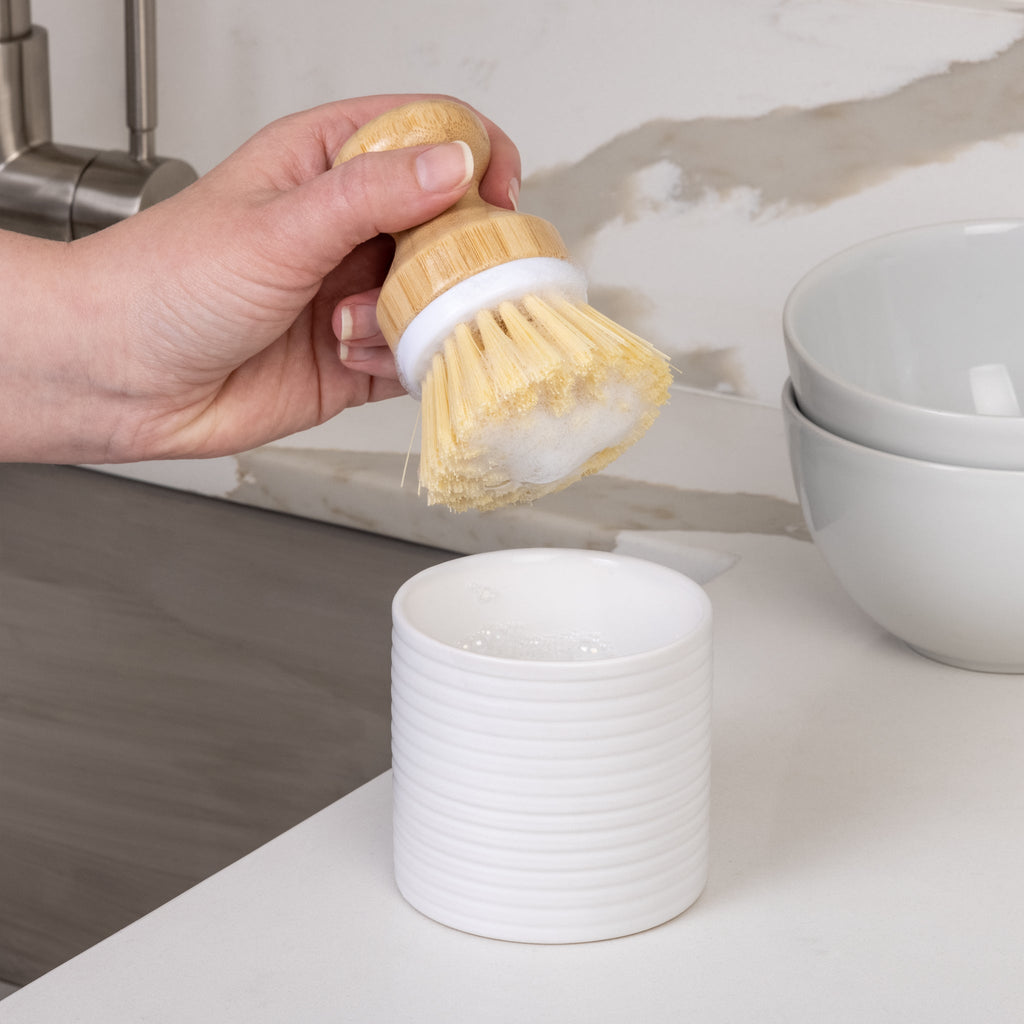 Brush & Soap Dispenser Set – Ceramic Tray & Cup