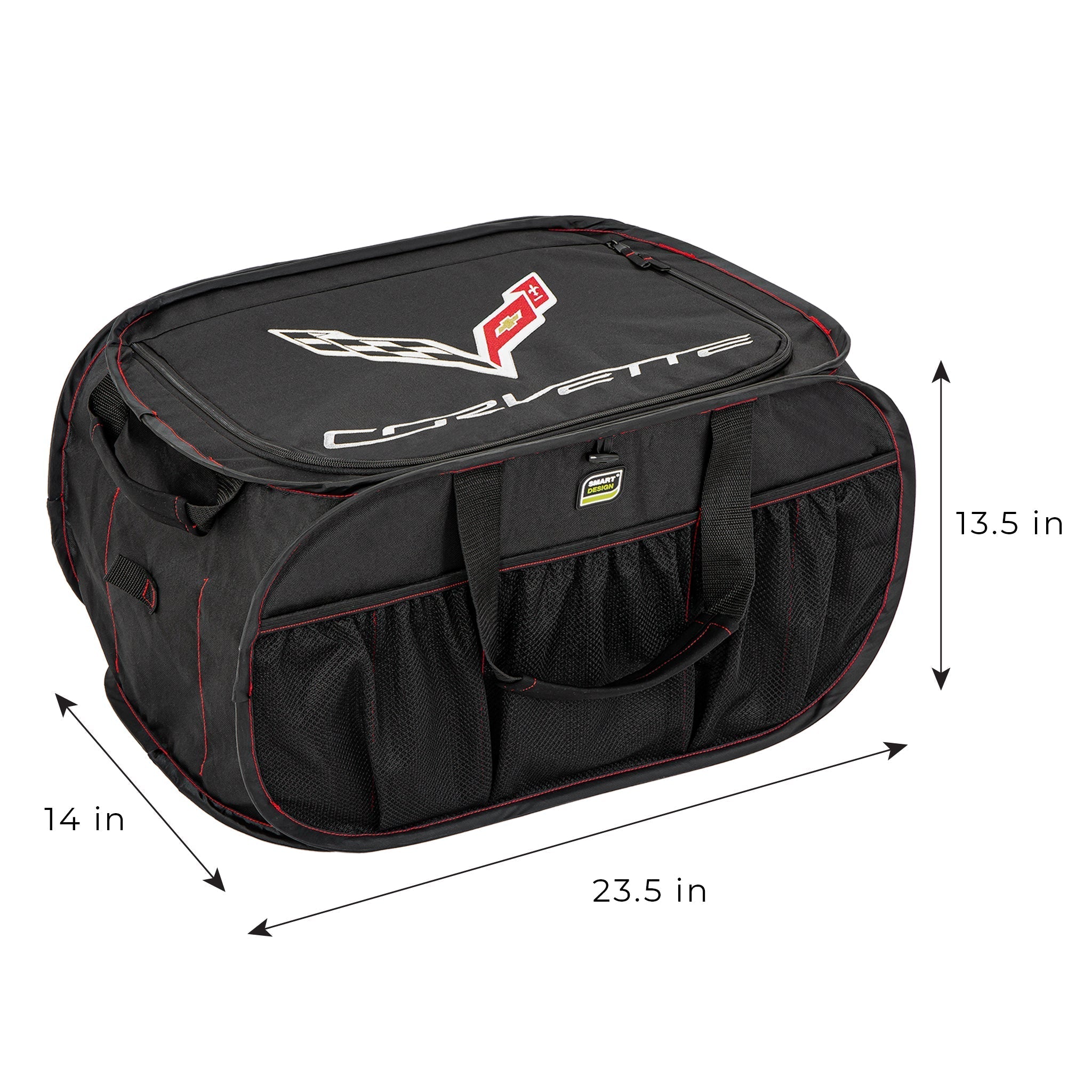 Chevrolet Pop Up Trunk Organizer with Easy Carry Handles, Side Pockets, and Zipper Top