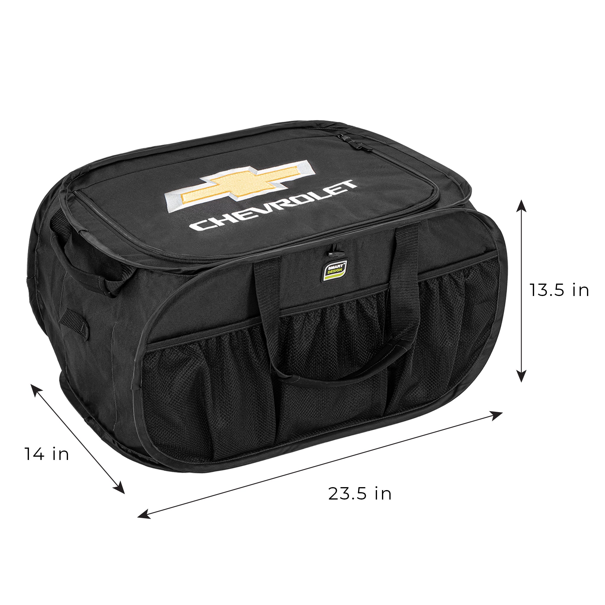 Chevrolet Pop Up Trunk Organizer with Easy Carry Handles, Side Pockets, and Zipper Top
