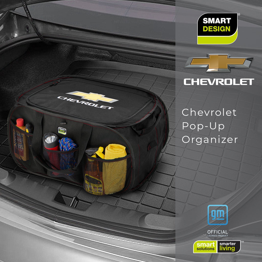 Chevrolet Pop Up Trunk Organizer with Easy Carry Handles, Side Pockets, and Zipper Top