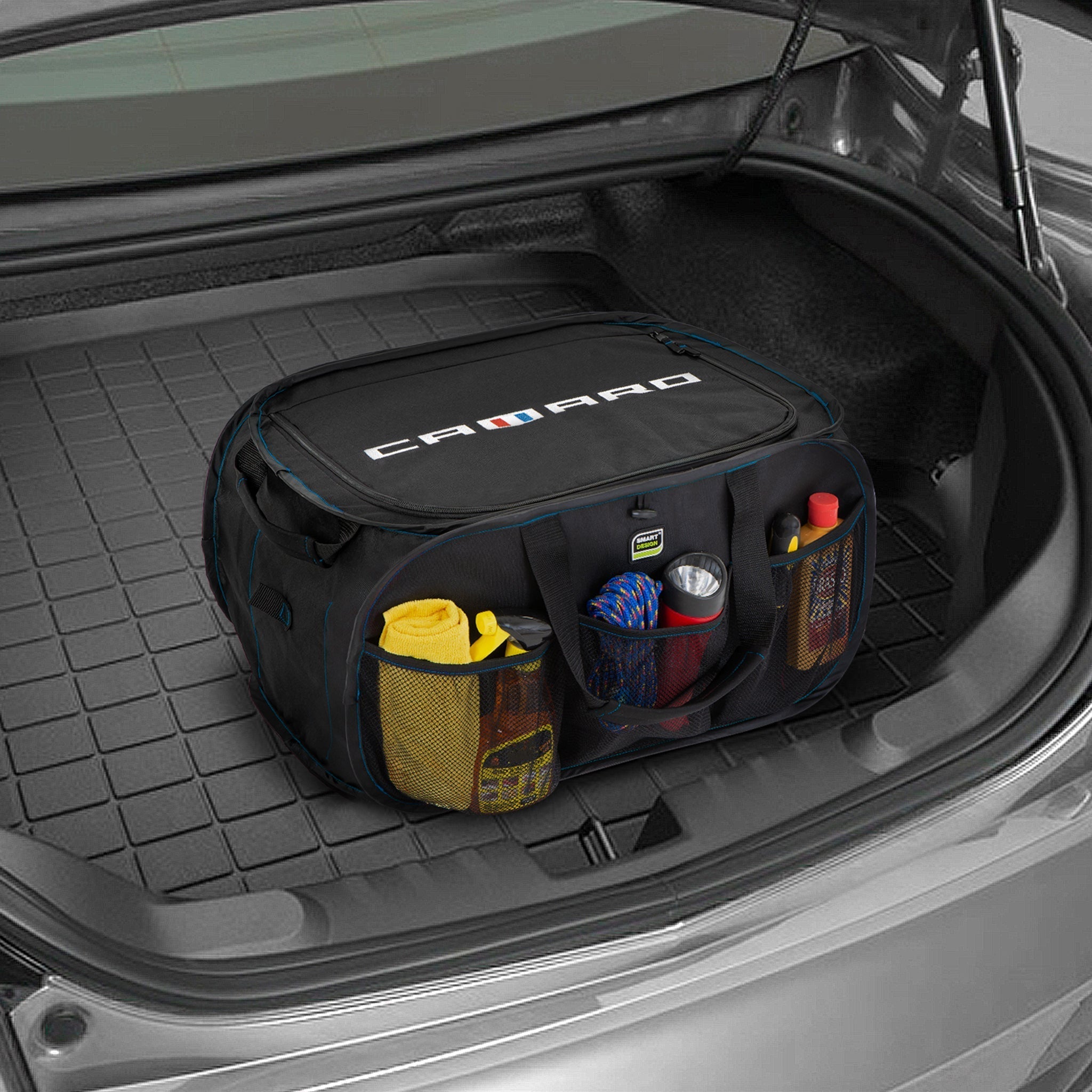 Chevrolet Pop Up Trunk Organizer with Easy Carry Handles, Side Pockets, and Zipper Top