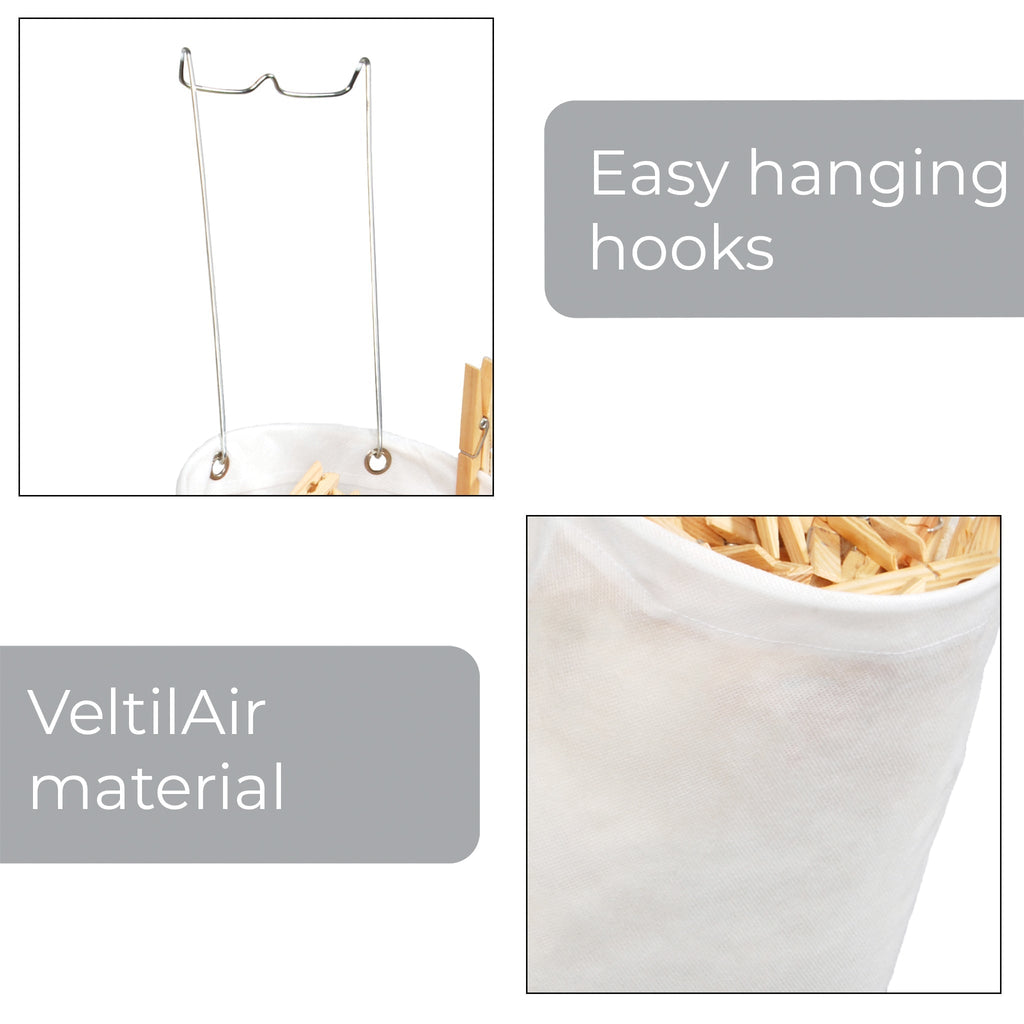 Clothespin Bag with Hanging Steel Hook