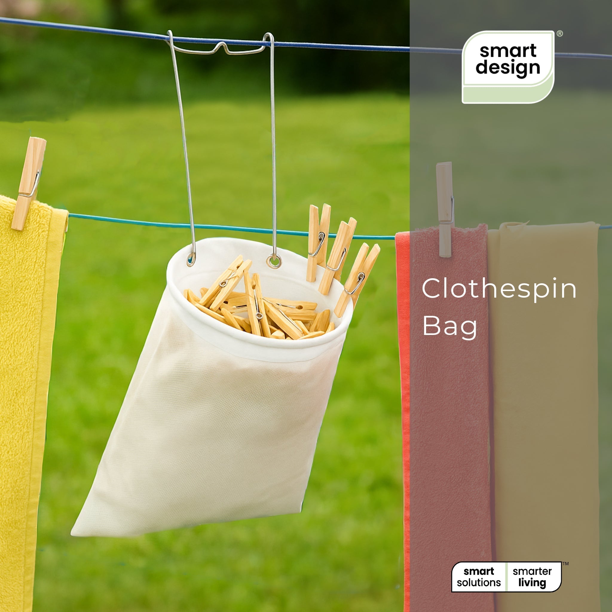 Clothespin Bag with Hanging Steel Hook