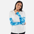 Coral Blue Tie Dye Arm Sleeves with Thumbhole - Adult