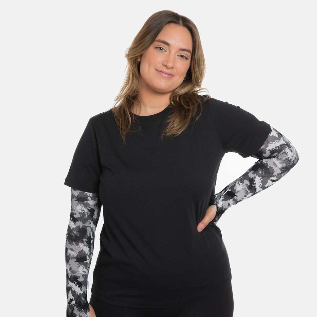 Grey Camo Arm Sleeves with Thumbhole - Adult