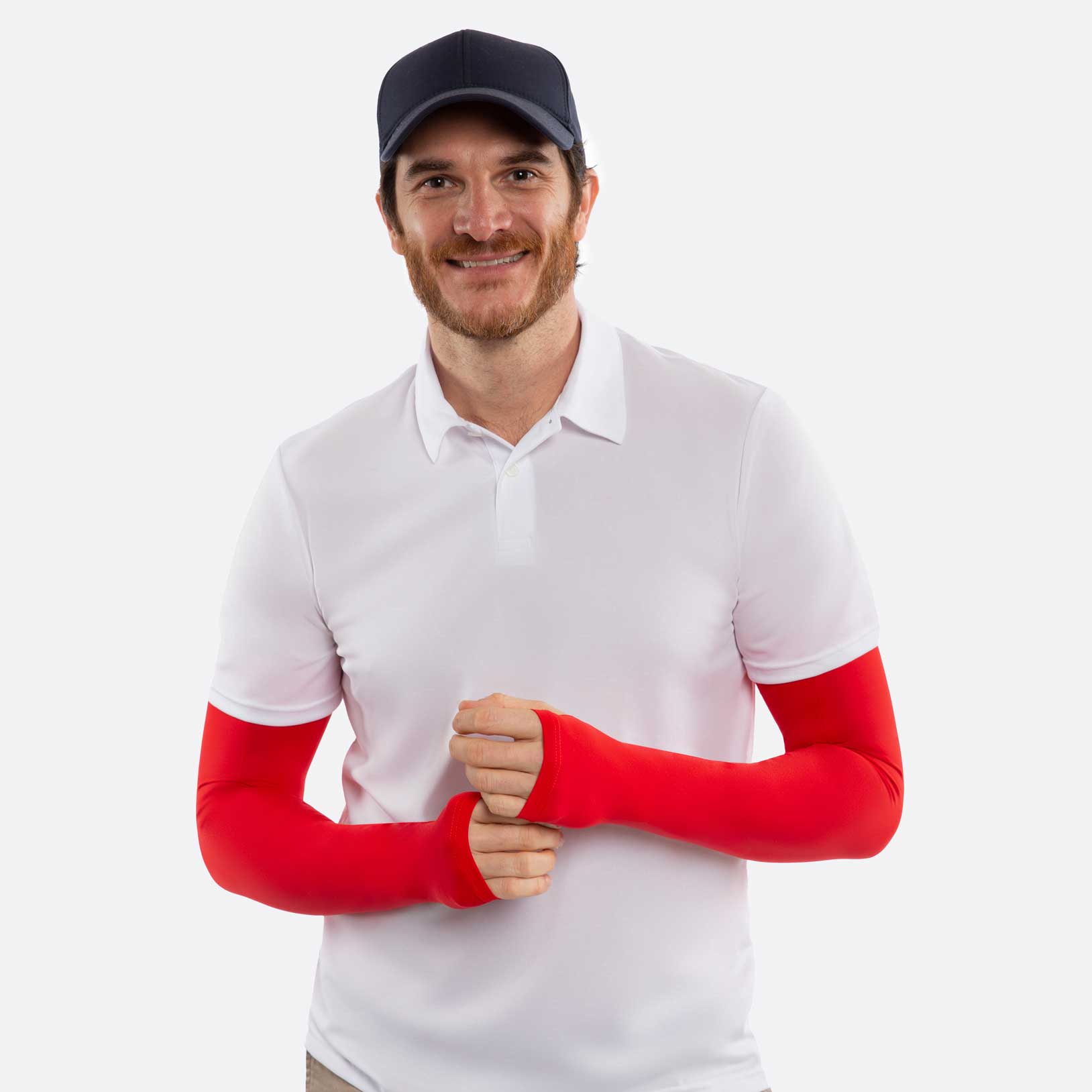 Red Arm Sleeves with Thumbhole - Adult