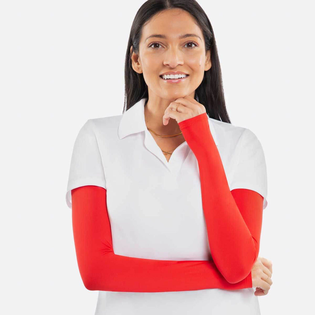 Red Arm Sleeves with Thumbhole - Adult