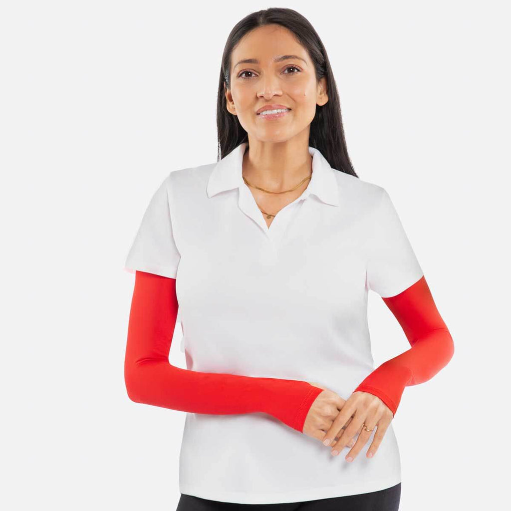 Red Arm Sleeves with Thumbhole - Adult