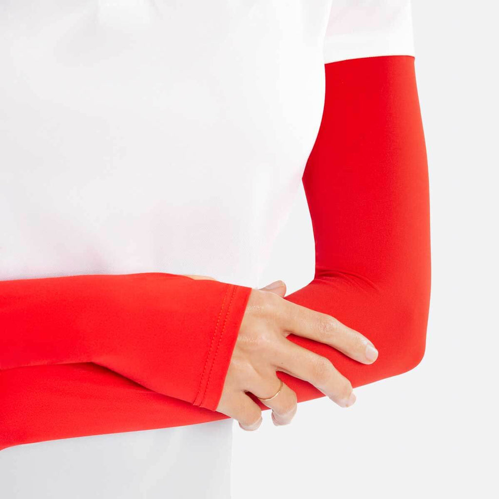 Red Arm Sleeves with Thumbhole - Adult