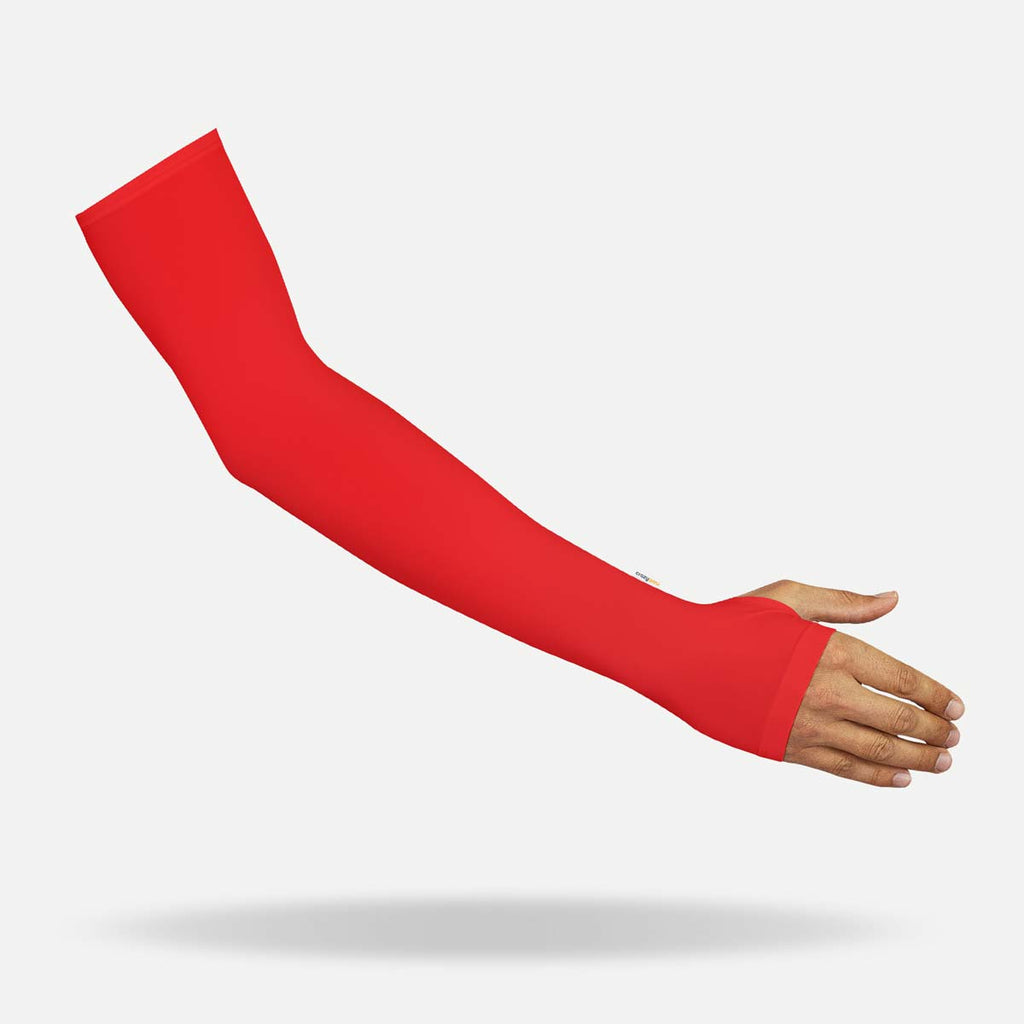 Red Arm Sleeves with Thumbhole - Adult