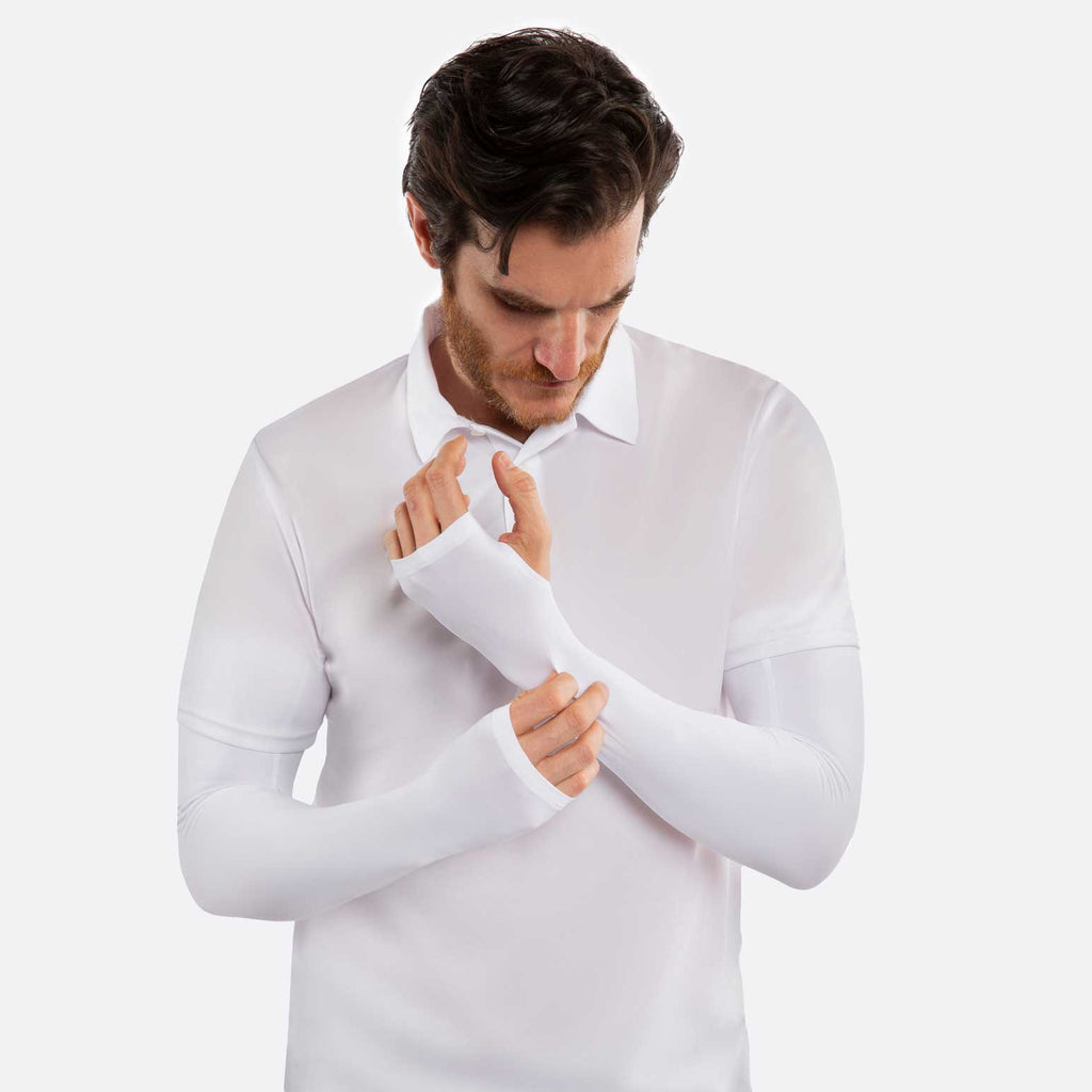 White Arm Sleeves with Thumbhole - Adult