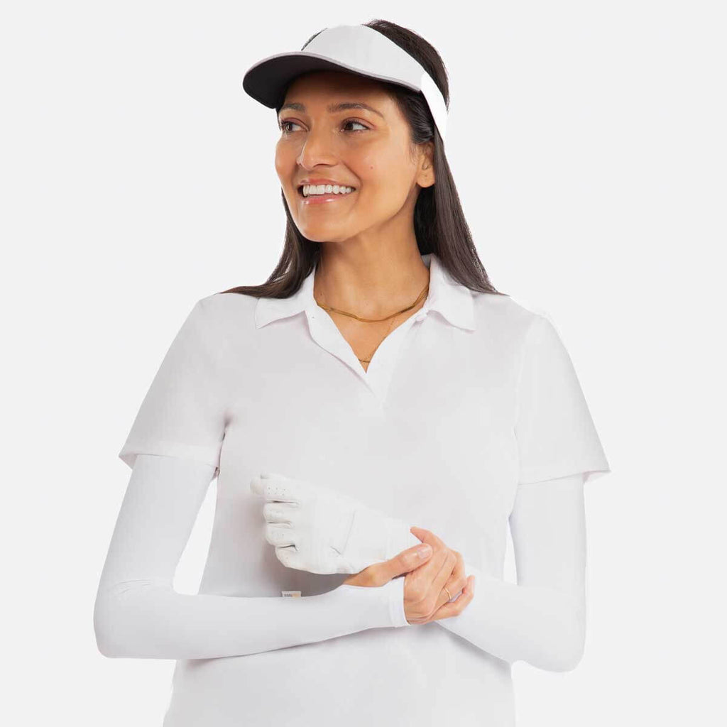 White Arm Sleeves with Thumbhole - Adult