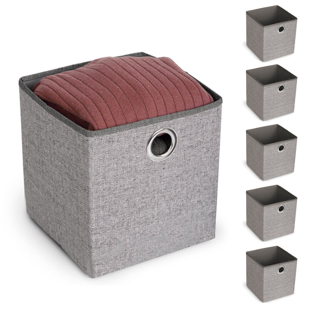 Cube Organizer with Riveted Reinforced Handles - Set of 6 - Gray
