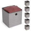 Cube Organizer with Riveted Reinforced Handles - Set of 6 - Gray