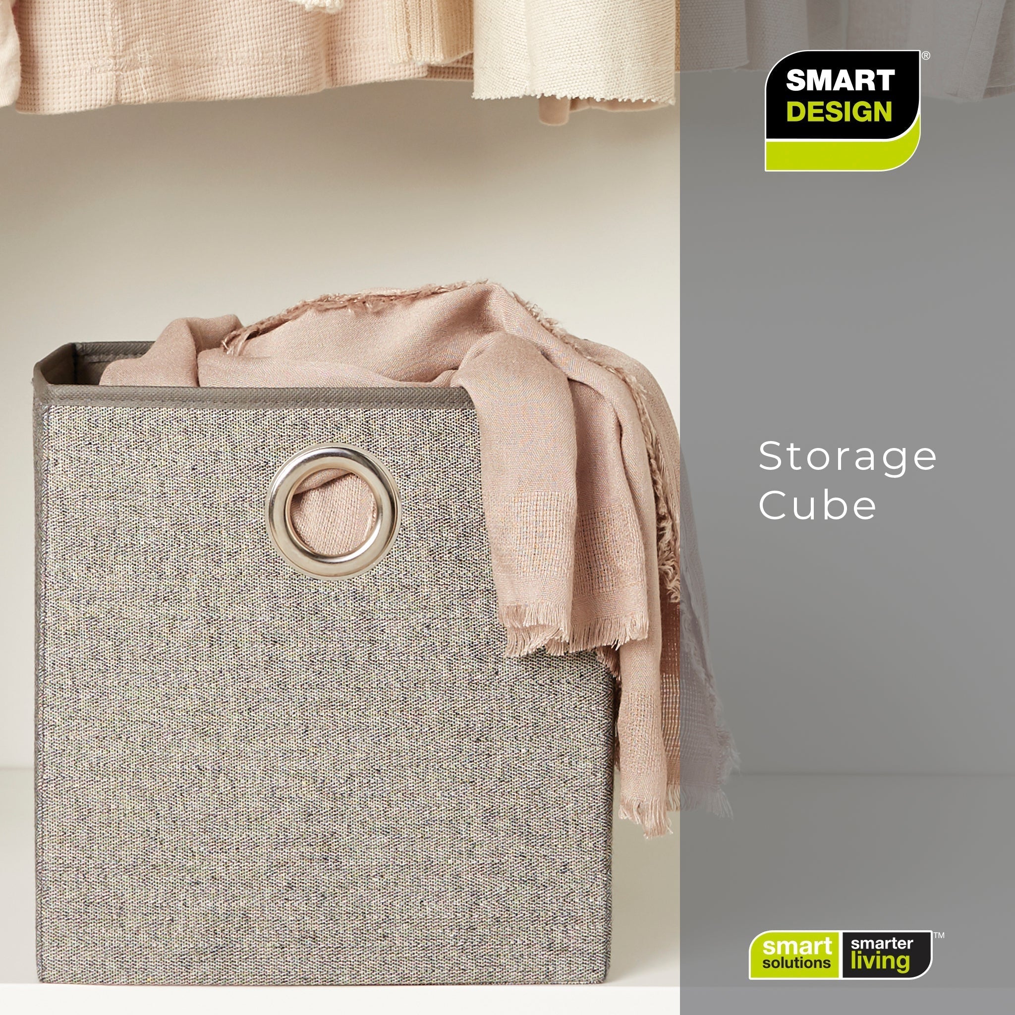 Cube Organizer with Riveted Reinforced Handles - Set of 6 - Gray