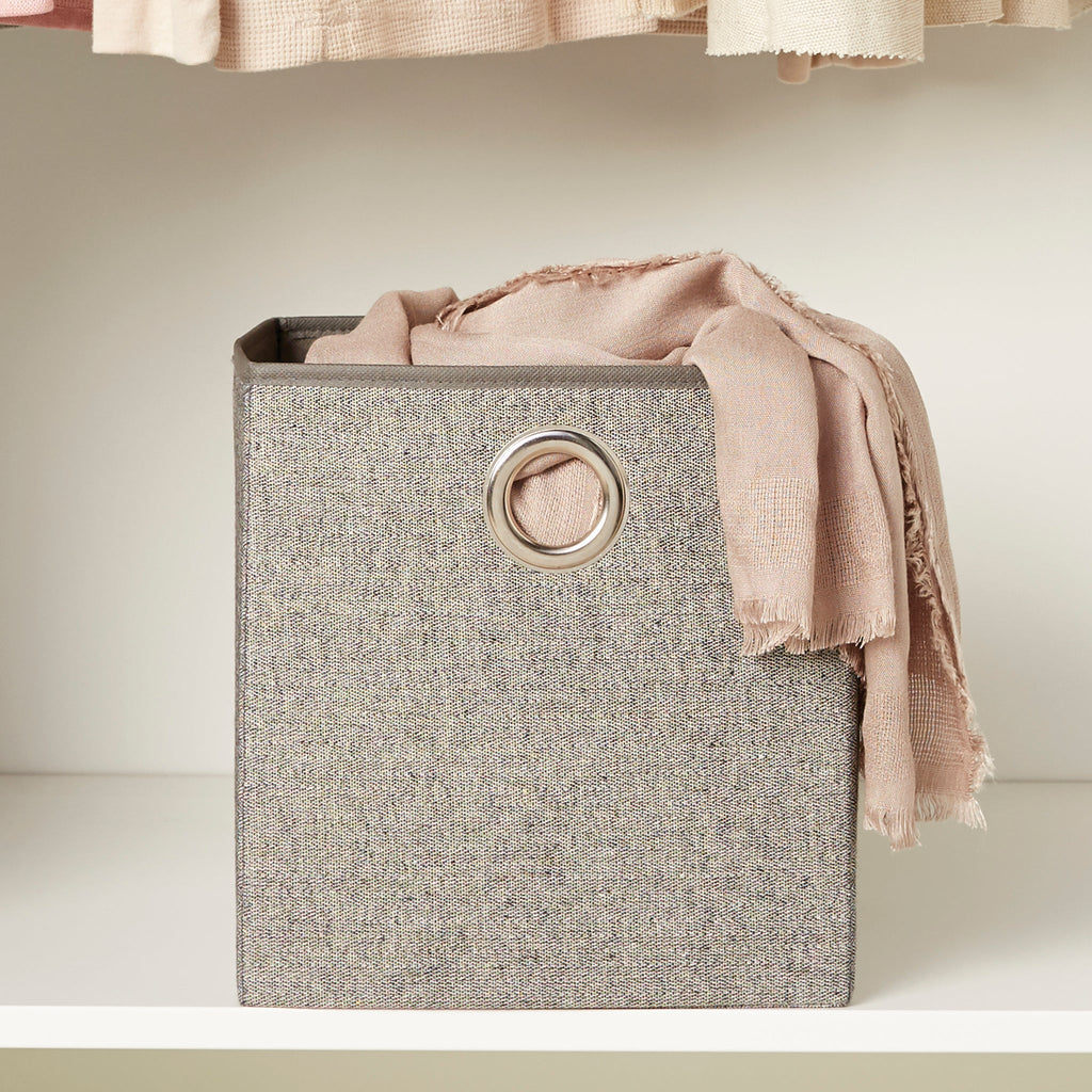 Cube Organizer with Riveted Reinforced Handles - Set of 6 - Gray