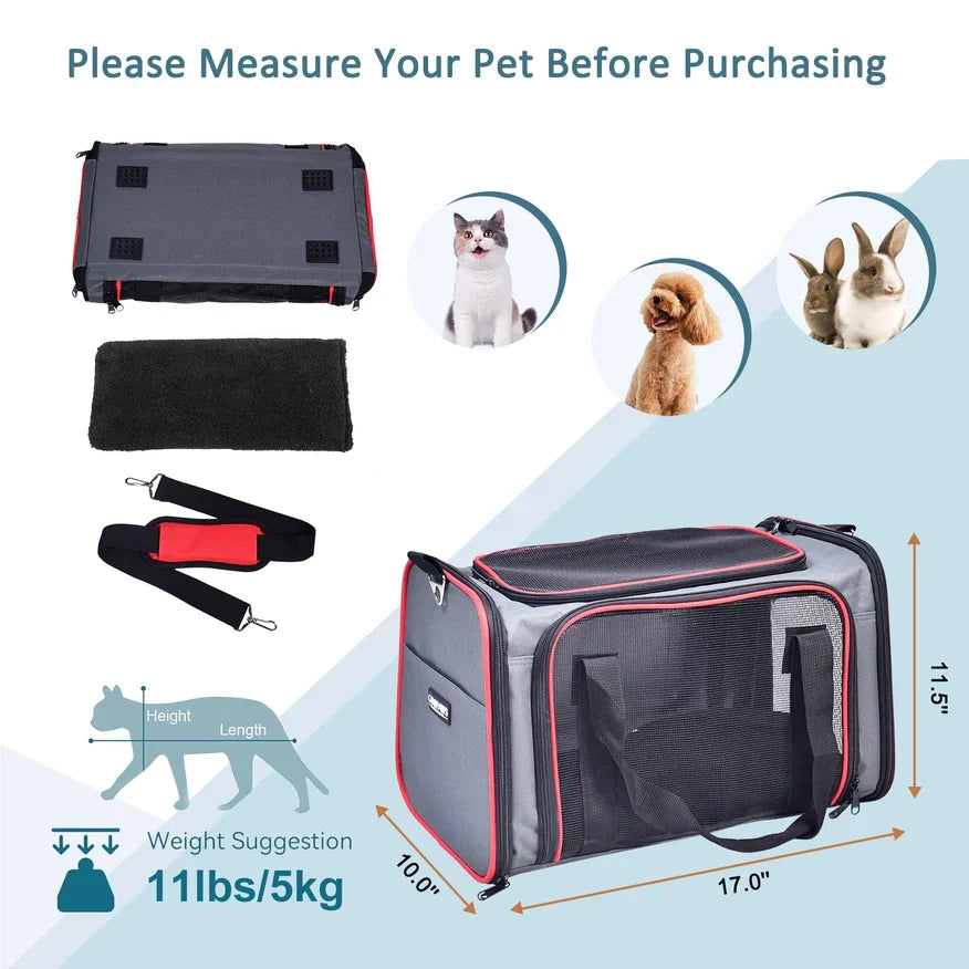 Jespet Soft-Sided Travel Small Dog & Cat Carrier