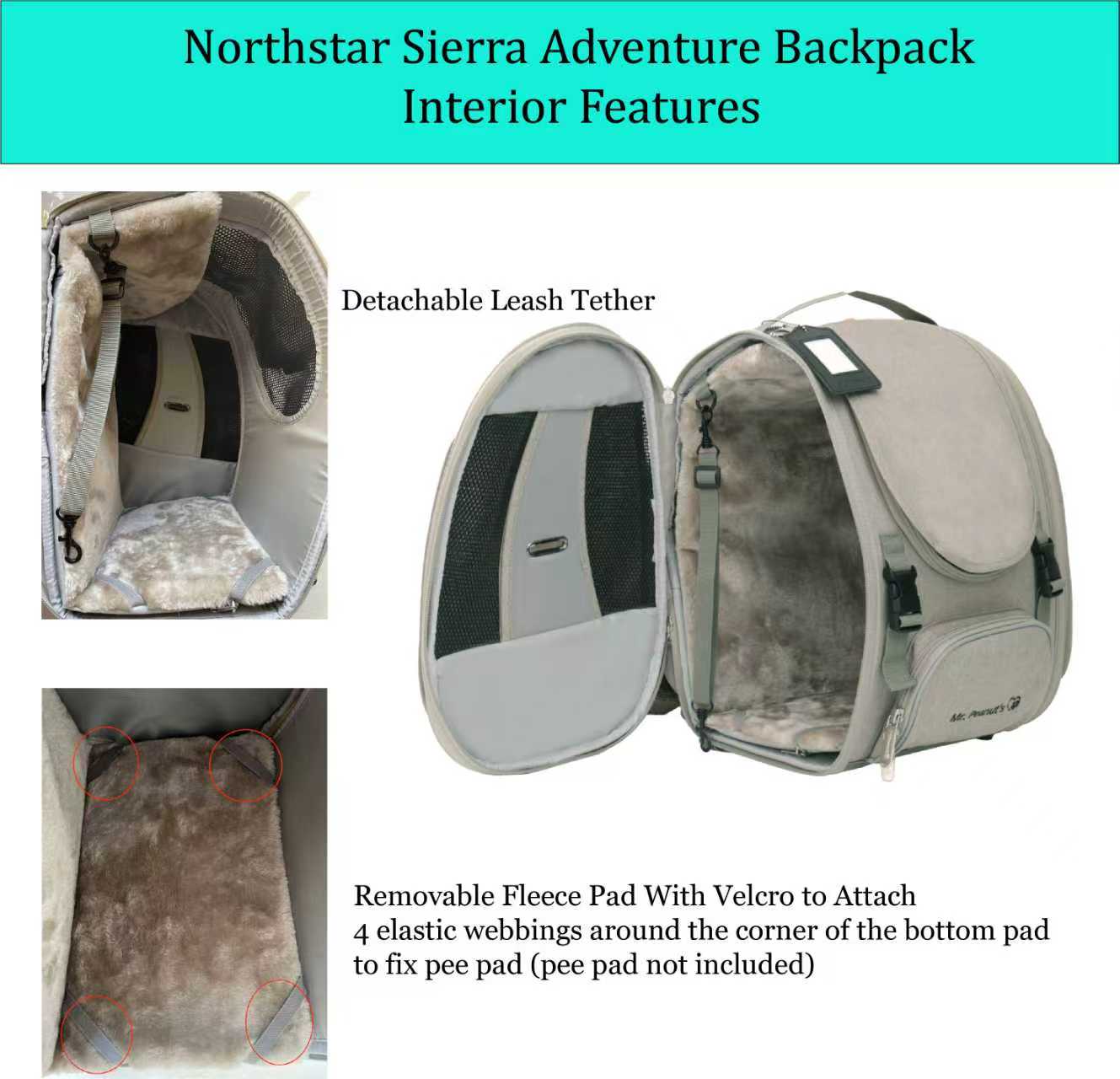 Mr. Peanut’s Northstar Sierra Adventure Pet FrontPack/Backpack – Airline Compliant Cat, Puppy & Bunny Carrier
