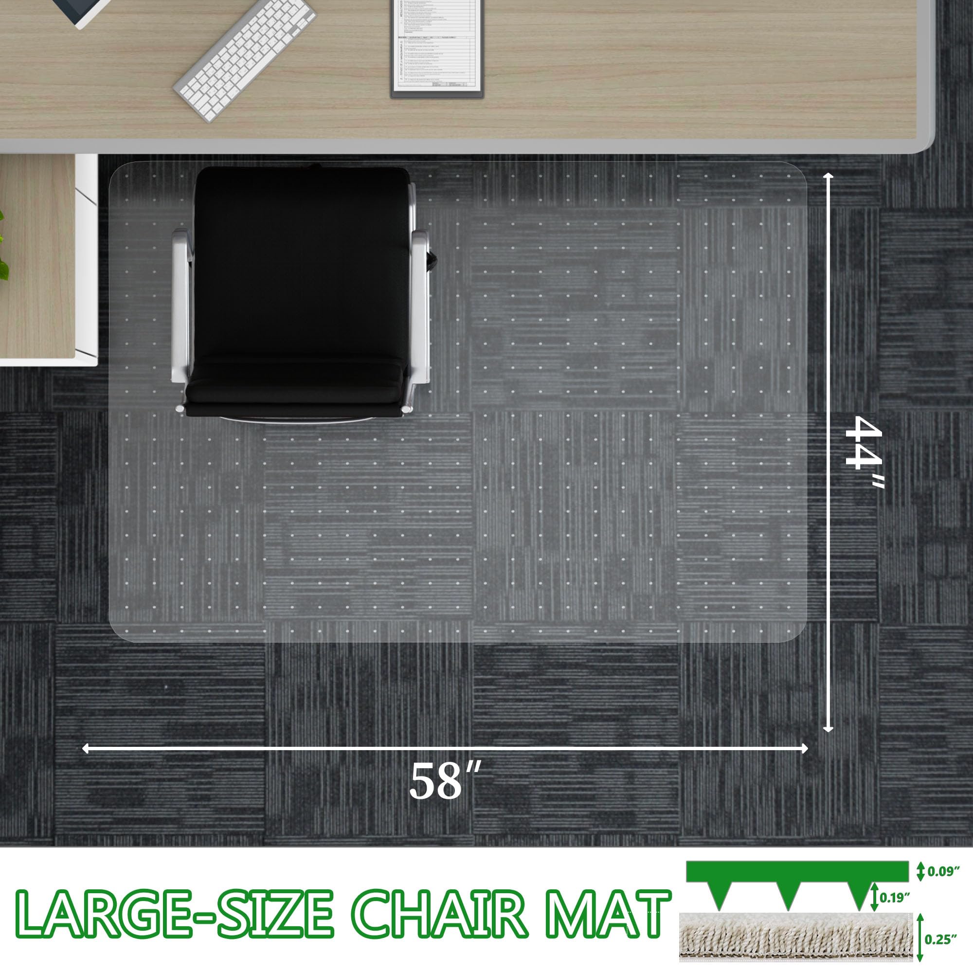 100pointONE Extra Large Office Chair Mat for Carpet, 35" x 55" Clear Desk Chair Mat for Low Pile Carpeted Floors- Easy Glide Plastic Floor Mat for Office Chair on Carpet