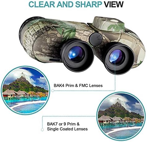 10X50 Marine Binoculars for Adults, Waterproof Binoculars with Rangefinder Compass,BAK4 Prism Navigation Birdwatching Hunting (Camouflage)