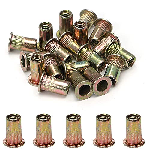 100pcs Carbon Steel SAE 3/8-16 Rivet Nuts Threaded Rivet Insert Nutsert Rivnuts Kit 3/8-16UNC