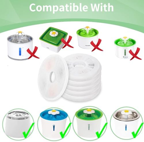 12 Pack Cat Water Fountain Replacement Filters Fit for 3L Flower Water Dispenser Automatic Pet Dog Cat Fountain Filter