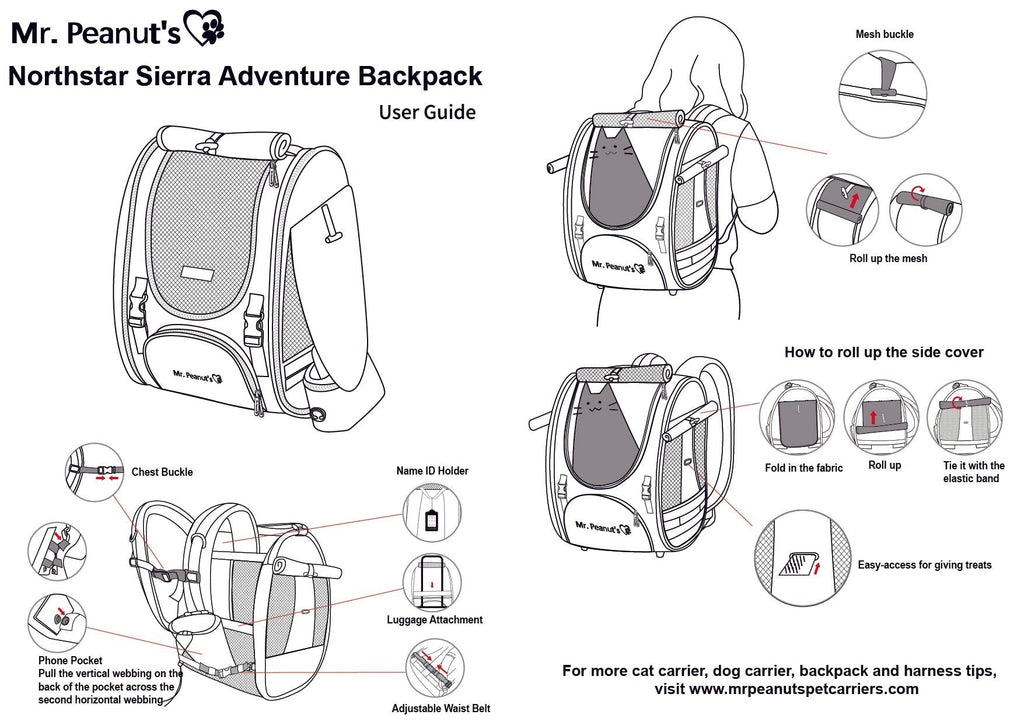 Mr. Peanut’s Northstar Sierra Adventure Pet FrontPack/Backpack – Airline Compliant Cat, Puppy & Bunny Carrier