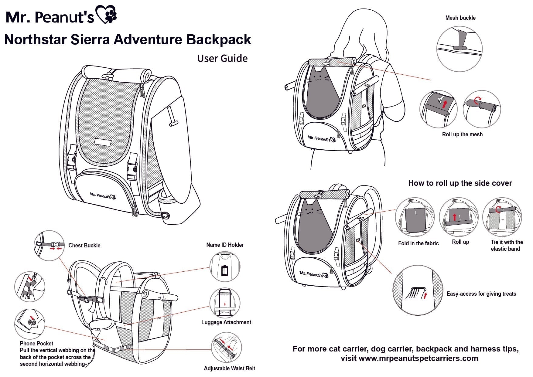 Mr. Peanut’s Northstar Sierra Adventure Pet FrontPack/Backpack – Airline Compliant Cat, Puppy & Bunny Carrier