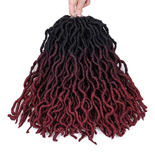 14 Inch Goddess Faux locs Crochet Hair 6 Packs/Lot Soft Gypsy Locs Wavy Crochet Braids Dreadlocks 3 Tone Curly Wavy Twist Braiding Hair Extensions African Roots Braid（#1B/99j/530)