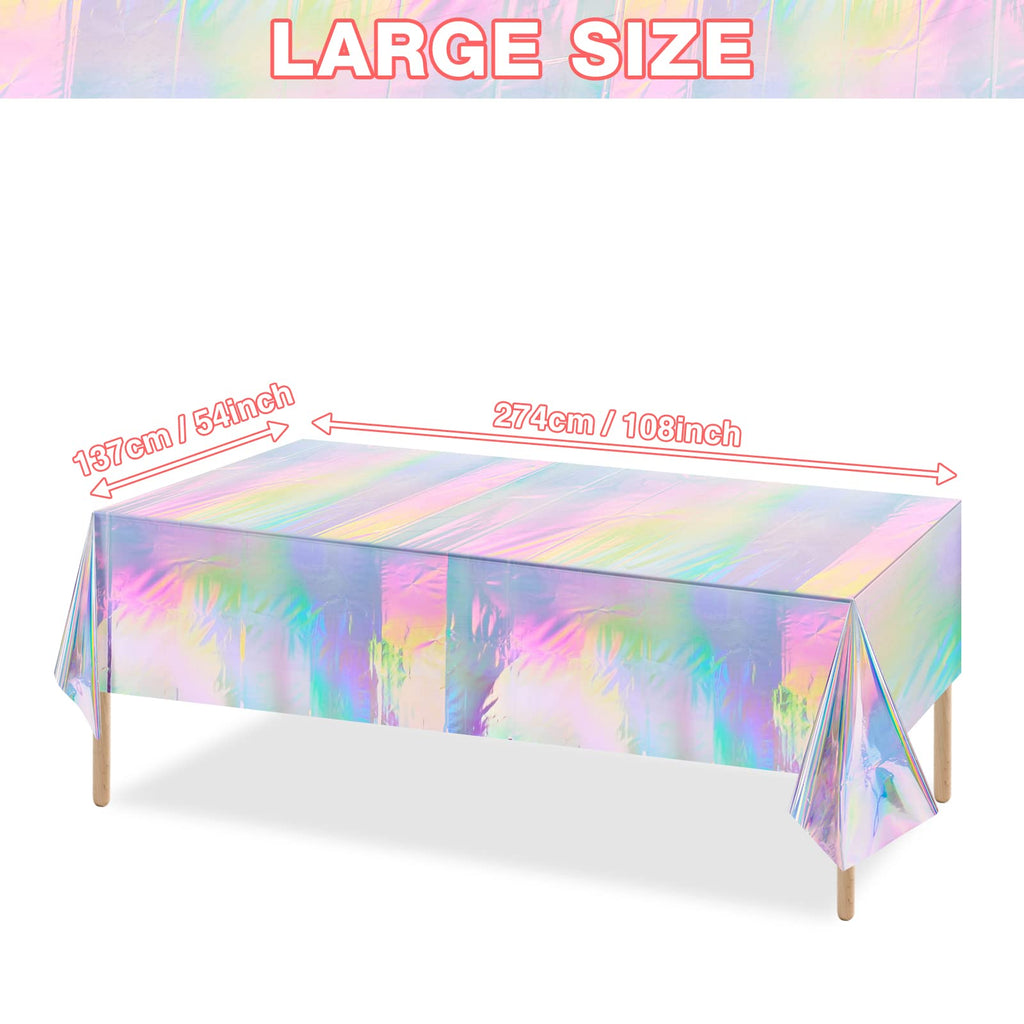 12 Pack Iridescence Plastic Tablecloths Shiny Disposable Laser Rectangle Table Covers Holographic Foil Tablecloth Iridescent Party Decoration Birthday Bridal Wedding Christmas 54" x 108"(Laser)