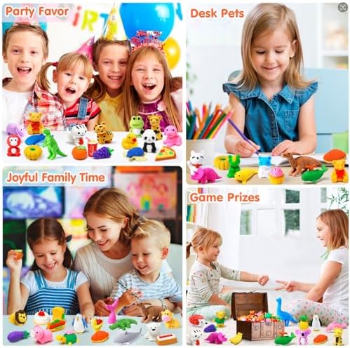 120 Pack Animal Pencil Erasers for Kids - Bulk Desk Pet Toy 3D Mini Puzzle Erasers Take Apart Treasure Box Toys Game Prize Party Favors Gift Classroom Prize Reward Back to School Supplies
