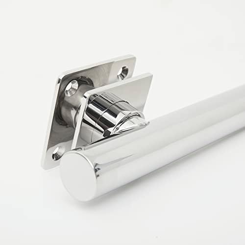 12-inch Coronado Designer Straight Bathroom Shower Grab Bar with Decorative Square Flanges, Polished