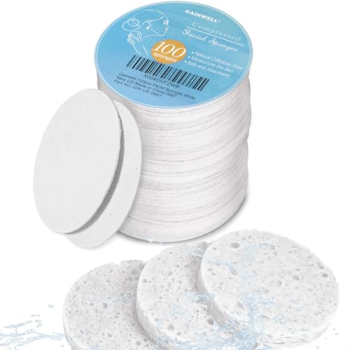 100PCS Compressed Facial Sponges, Cleansing, for Personal Spa Esthetician Use, White