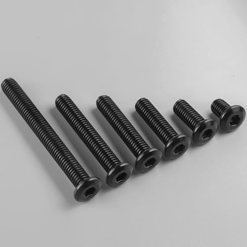 10Pcs 1/4-20 Bolt, 1/4-20 x 1-3/4" Flat Head Hex Socket Cap Screws, 304 Stainless Steel 18-8 Furniture Bolts, Black Zinc Finish, Full Thread (with Hex Spanner)