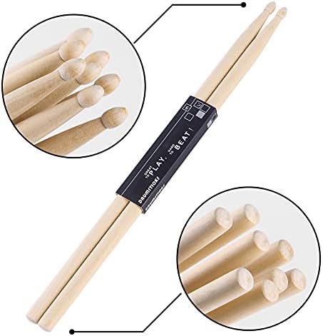 12 Pairs Drum sticks 7A Classic Maple Wood Drumsticks Wood Tip Drumstick for Adults Kids and Beginners