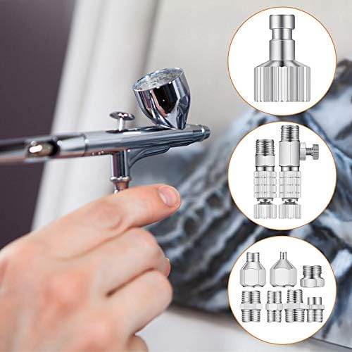 14 Pieces Airbrush Adapter Set Airbrush Quick Release Coupling Disconnect Adapter Kit Airbrush Quick Release Disconnect Fitting Connector Set Female Connectors for Air Compressor and Airbrush Hose
