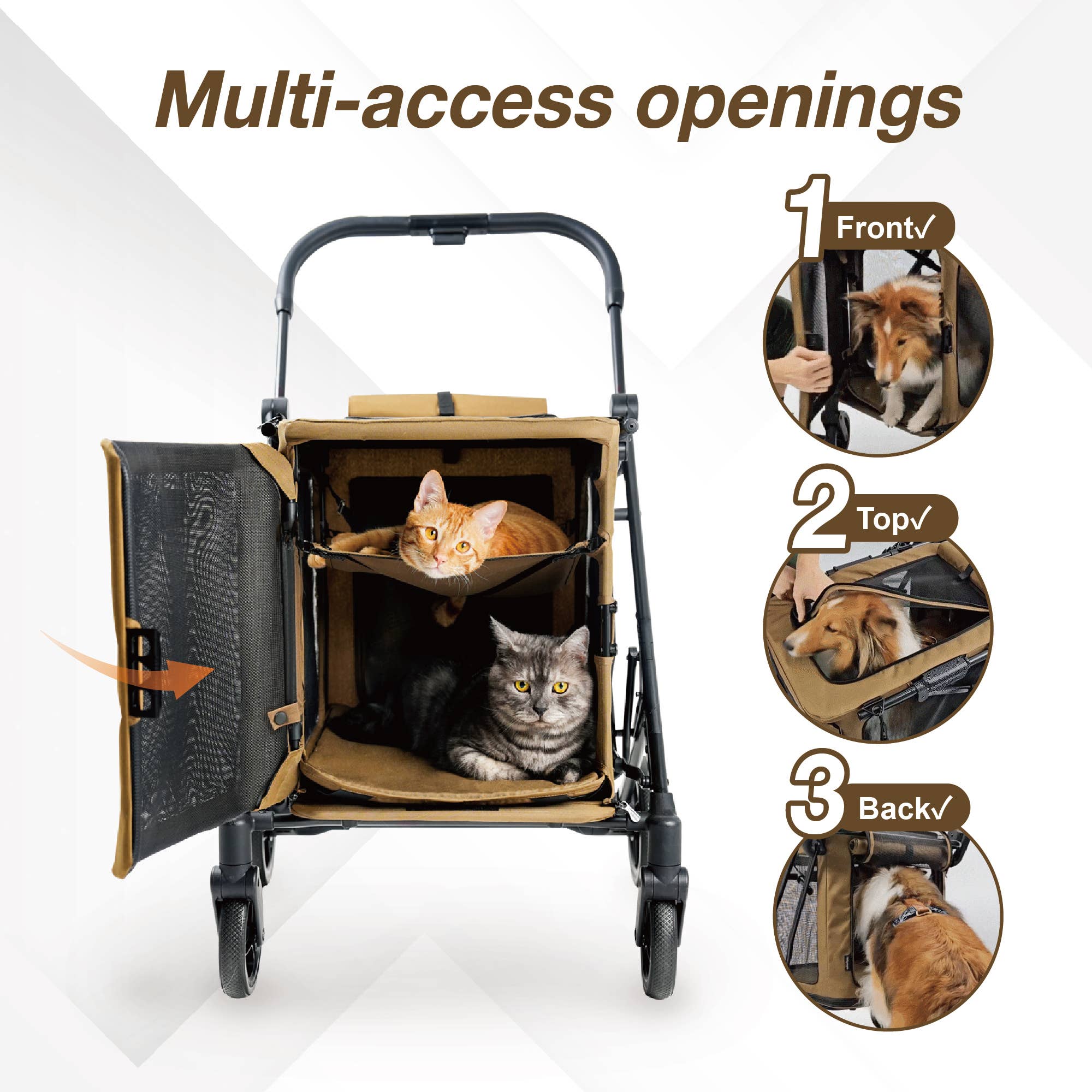 Ibiyaya BigBuddy Pet Stroller and Crate Combo, 2-in-1 Collapsible Medium-to-Large Pet Wagon for Cats and Dogs