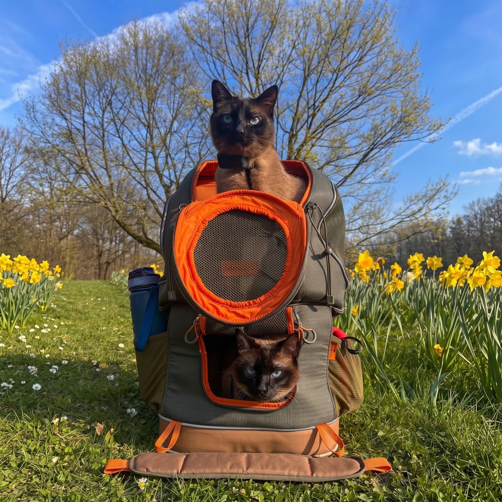 PETSFIT WILDPATH Dual‑Pet Hiking Carrier Backpack with Zippered Divider