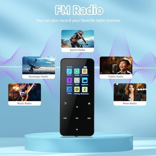 144GB MP3 Player - Music Player with Bluetooth 5.2 HiFi Sound Shuffle Single Loop FM Radio Built-in HD Speaker Voice Recorder Mini Design Ideal for Sport