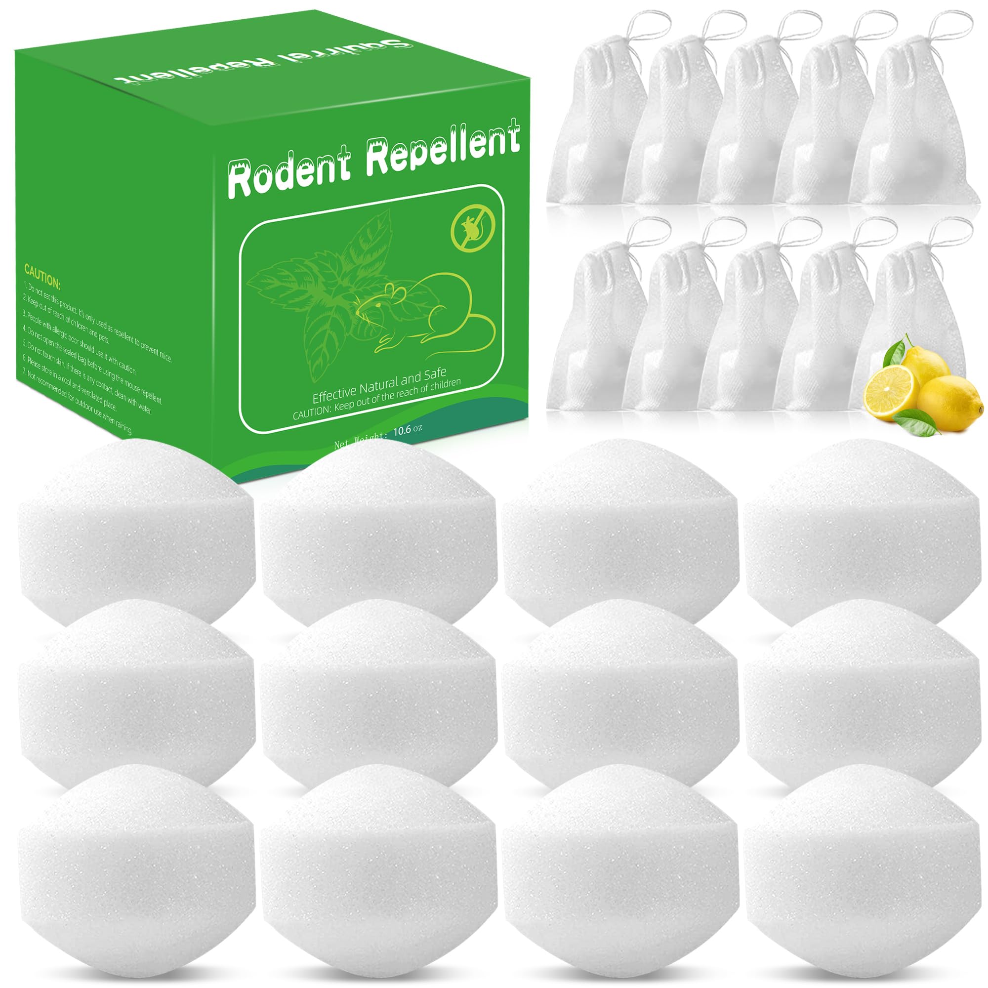 12Pack Rodent Repellent Indoor Outdoor Peppermint Oil to Repel Mice and Rats, Effective Mouse Repellent for Yard/Camping/Kitchen/Garage