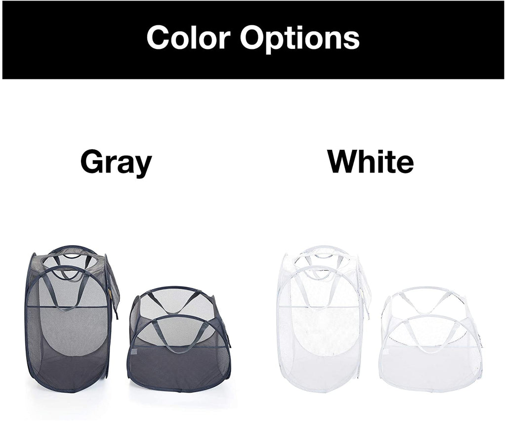 Deluxe Mesh Pop Up Rectangle and Square Hamper Combo - Gray