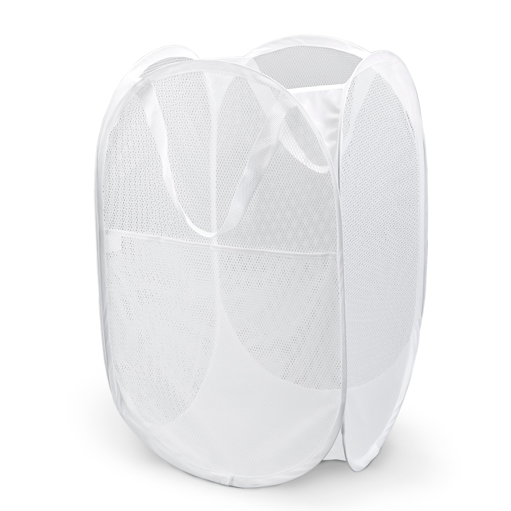 Deluxe Mesh Pop Up Square Laundry Hamper with Side Pocket and Handles - 14 Inch