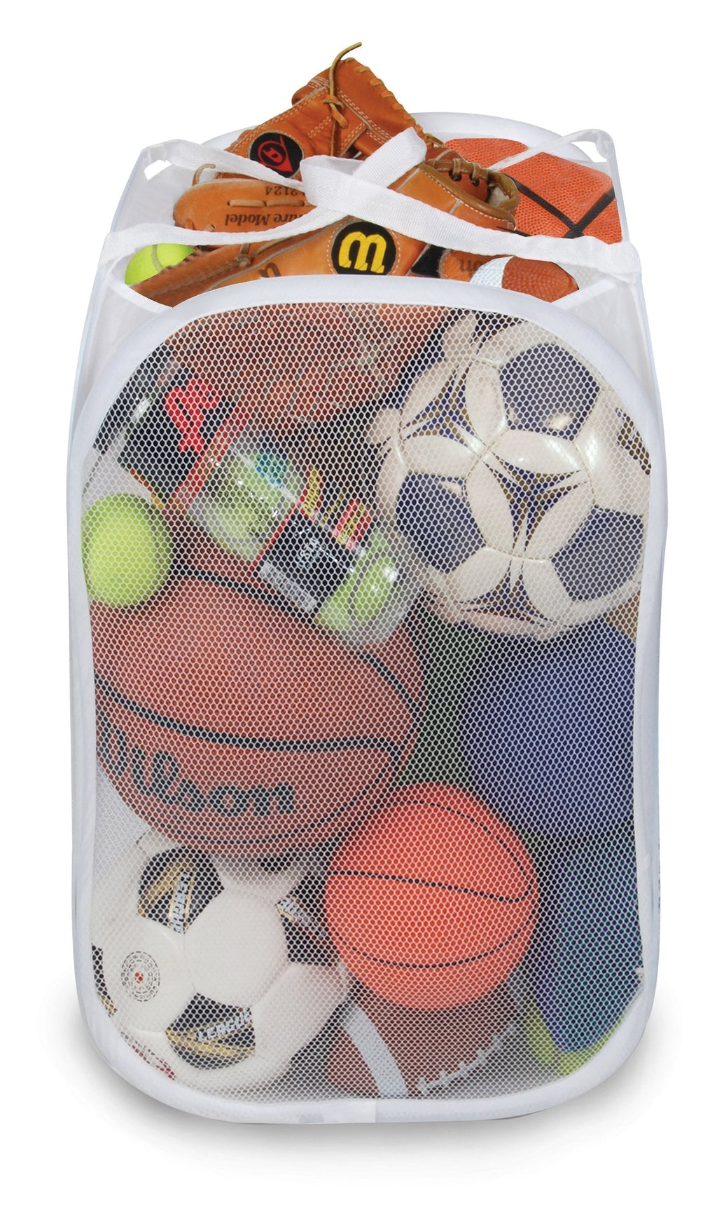 Deluxe Mesh Pop Up Square Laundry Hamper with Side Pocket and Handles - 14 Inch