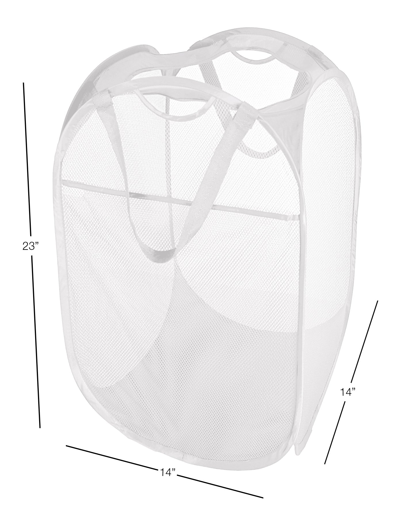 Deluxe Mesh Pop Up Square Laundry Hamper with Side Pocket and Handles - VentilAir Fabric - Collapsible Design - Holds 2 Loads - 14 x 23 Inch - Black
