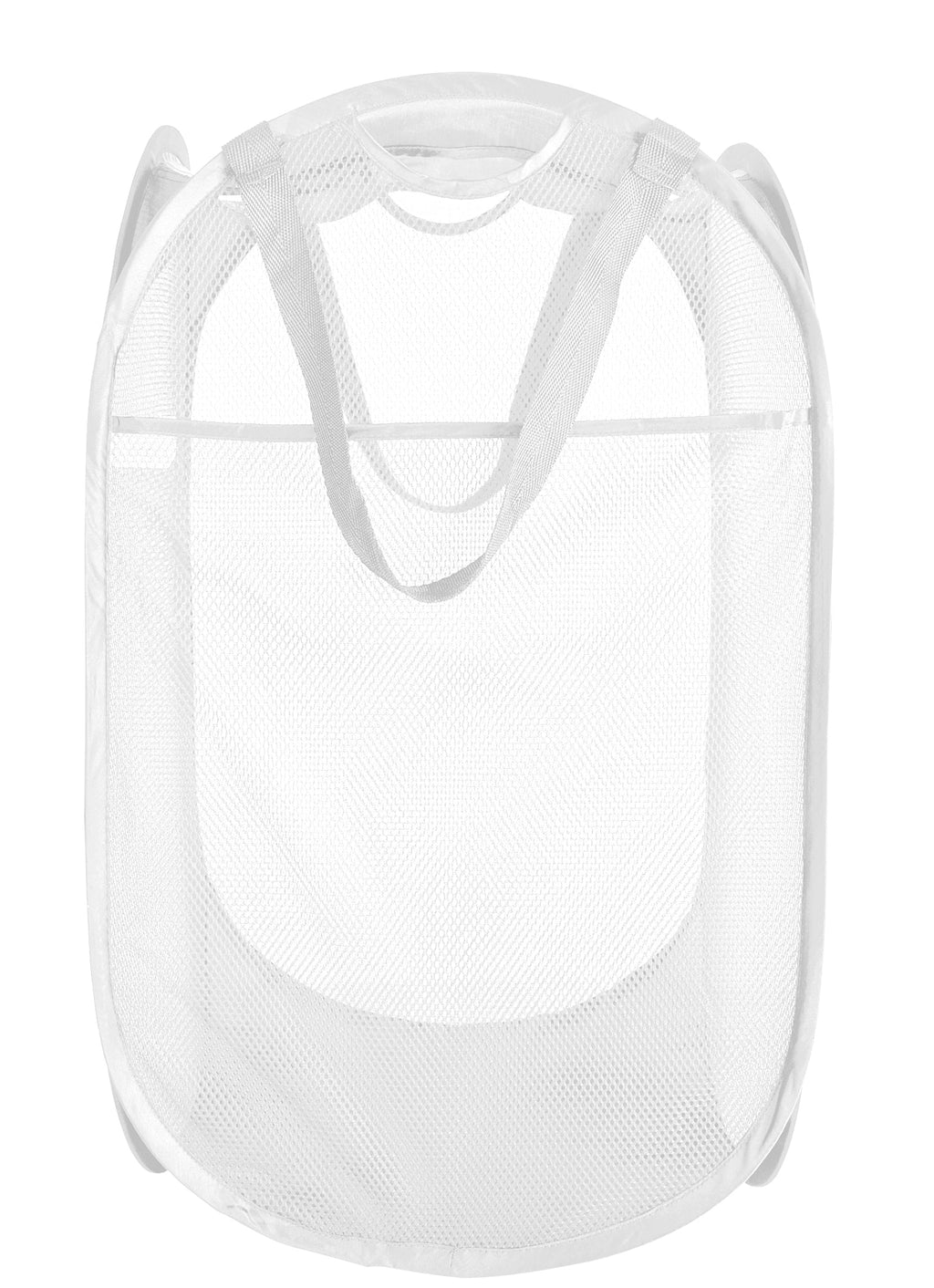 Deluxe Mesh Pop Up Square Laundry Hamper with Side Pocket and Handles - VentilAir Fabric - Collapsible Design - Holds 2 Loads - 14 x 23 Inch - Black